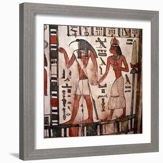 Thoth, Ibis-headed god leads the deceased to the Underworld, Mummy-case of Pensenhor, c900BC-Unknown-Framed Giclee Print