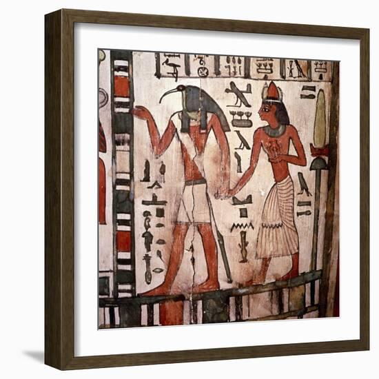 Thoth, Ibis-headed god leads the deceased to the Underworld, Mummy-case of Pensenhor, c900BC-Unknown-Framed Giclee Print