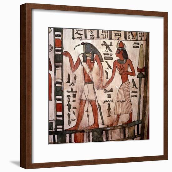 Thoth, Ibis-headed god leads the deceased to the Underworld, Mummy-case of Pensenhor, c900BC-Unknown-Framed Giclee Print