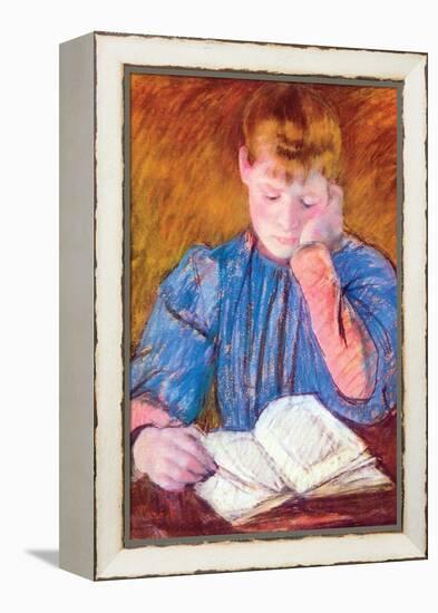 Thoughtful Reader by Cassatt-Mary Cassatt-Framed Stretched Canvas