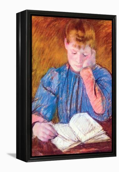 Thoughtful Reader by Cassatt-Mary Cassatt-Framed Stretched Canvas