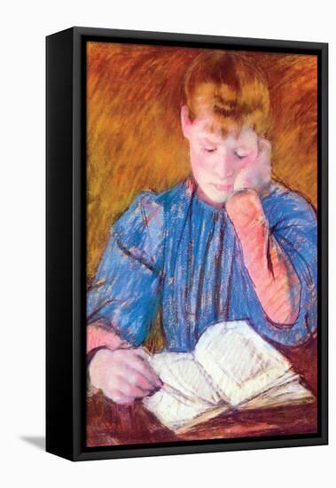 Thoughtful Reader by Cassatt-Mary Cassatt-Framed Stretched Canvas