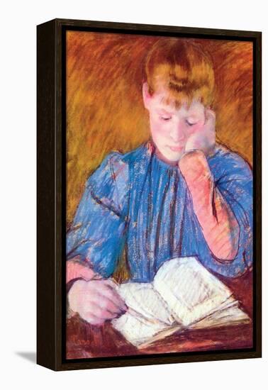 Thoughtful Reader by Cassatt-Mary Cassatt-Framed Stretched Canvas