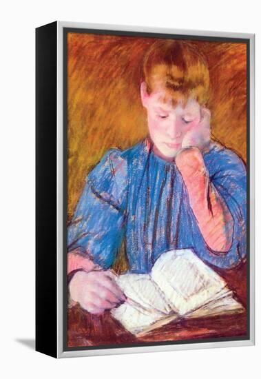 Thoughtful Reader by Cassatt-Mary Cassatt-Framed Stretched Canvas