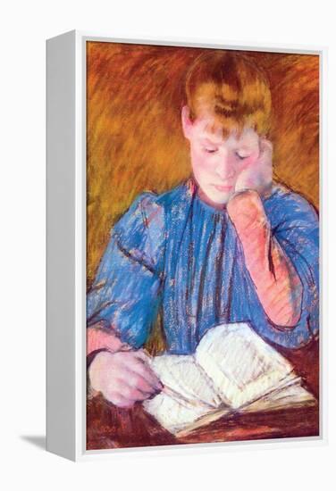 Thoughtful Reader by Cassatt-Mary Cassatt-Framed Stretched Canvas