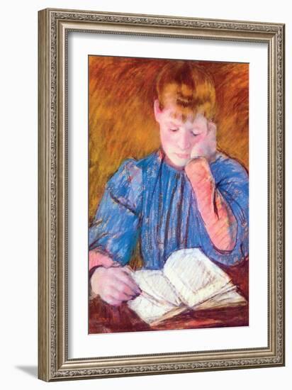 Thoughtful Reader by Cassatt-Mary Cassatt-Framed Premium Giclee Print