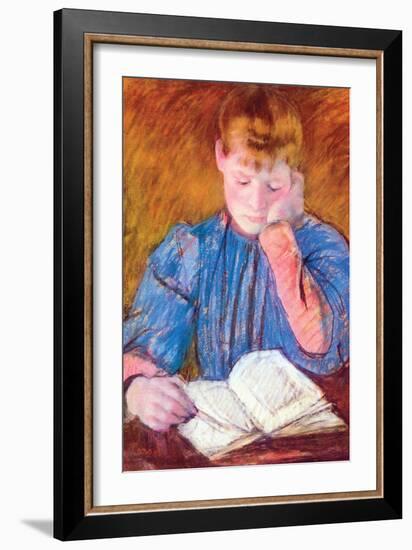 Thoughtful Reader by Cassatt-Mary Cassatt-Framed Premium Giclee Print