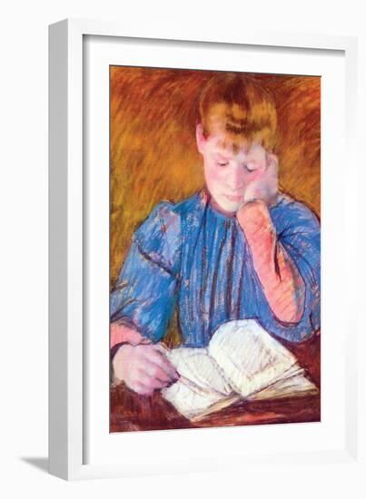 Thoughtful Reader by Cassatt-Mary Cassatt-Framed Premium Giclee Print