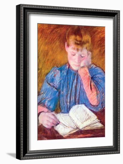 Thoughtful Reader by Cassatt-Mary Cassatt-Framed Premium Giclee Print