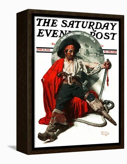 "Thoughts of Home" Saturday Evening Post Cover, June 14,1924-Norman Rockwell-Framed Premier Image Canvas