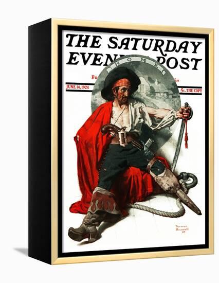 "Thoughts of Home" Saturday Evening Post Cover, June 14,1924-Norman Rockwell-Framed Premier Image Canvas