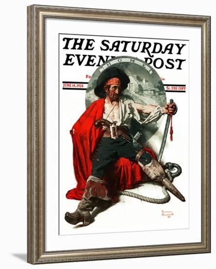 "Thoughts of Home" Saturday Evening Post Cover, June 14,1924-Norman Rockwell-Framed Giclee Print