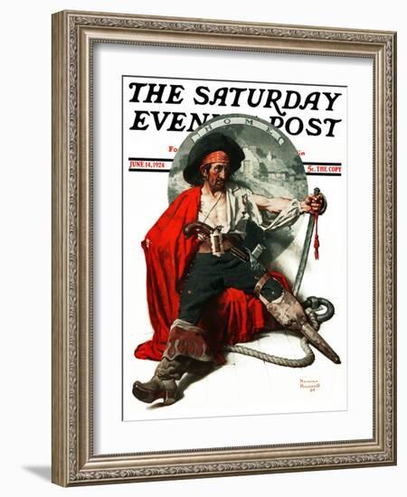 "Thoughts of Home" Saturday Evening Post Cover, June 14,1924-Norman Rockwell-Framed Giclee Print