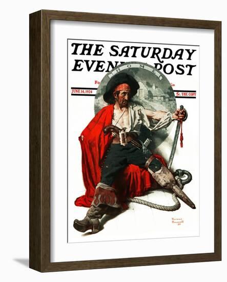 "Thoughts of Home" Saturday Evening Post Cover, June 14,1924-Norman Rockwell-Framed Giclee Print