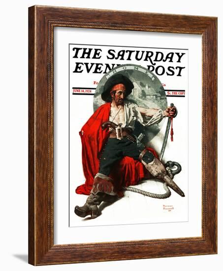 "Thoughts of Home" Saturday Evening Post Cover, June 14,1924-Norman Rockwell-Framed Giclee Print