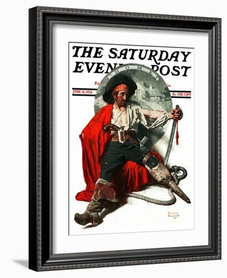 "Thoughts of Home" Saturday Evening Post Cover, June 14,1924-Norman Rockwell-Framed Giclee Print