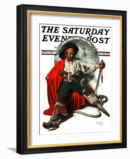 "Thoughts of Home" Saturday Evening Post Cover, June 14,1924-Norman Rockwell-Framed Giclee Print