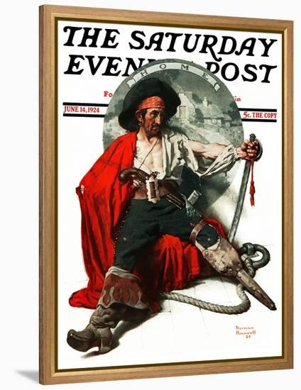 "Thoughts of Home" Saturday Evening Post Cover, June 14,1924-Norman Rockwell-Framed Premier Image Canvas