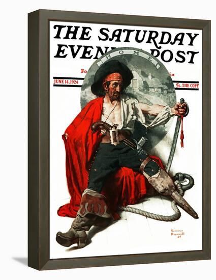 "Thoughts of Home" Saturday Evening Post Cover, June 14,1924-Norman Rockwell-Framed Premier Image Canvas