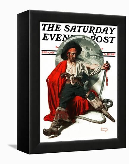 "Thoughts of Home" Saturday Evening Post Cover, June 14,1924-Norman Rockwell-Framed Premier Image Canvas