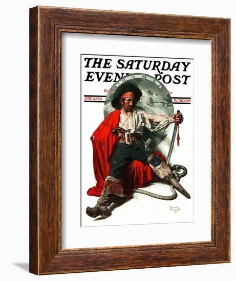 "Thoughts of Home" Saturday Evening Post Cover, June 14,1924-Norman Rockwell-Framed Giclee Print