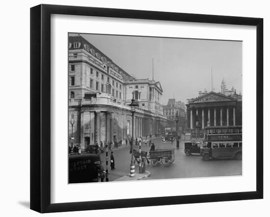 Threadneedle Street Front of "Old Lady of Threadneedle Street," Showing the Bank of London Building-Hans Wild-Framed Photographic Print