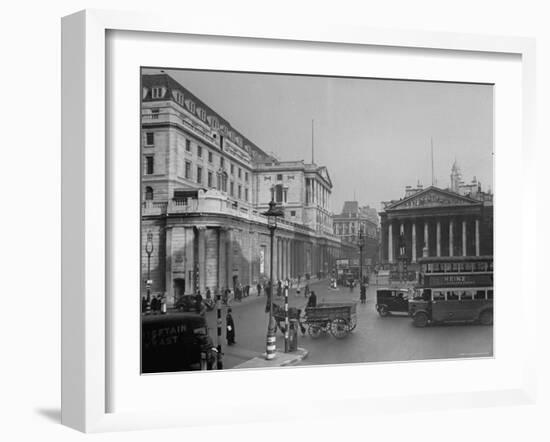 Threadneedle Street Front of "Old Lady of Threadneedle Street," Showing the Bank of London Building-Hans Wild-Framed Photographic Print