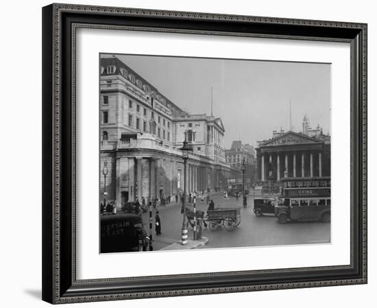 Threadneedle Street Front of "Old Lady of Threadneedle Street," Showing the Bank of London Building-Hans Wild-Framed Photographic Print