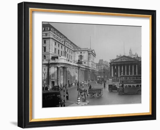 Threadneedle Street Front of "Old Lady of Threadneedle Street," Showing the Bank of London Building-Hans Wild-Framed Photographic Print