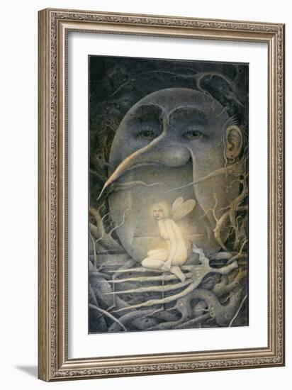 Threatening Humpty Dumpty and Fairy. "If You Go Down to the Woods Today..."-Wayne Anderson-Framed Giclee Print