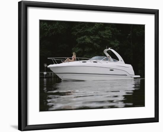 Three Adults on a Yacht-null-Framed Photographic Print