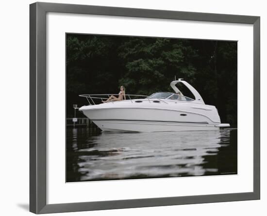 Three Adults on a Yacht-null-Framed Photographic Print