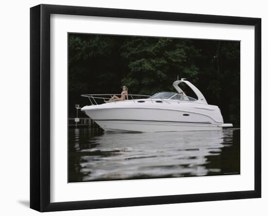 Three Adults on a Yacht-null-Framed Photographic Print