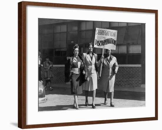 Three African American Women with Sign Reading, 'Segregation Is Discrimination'-null-Framed Photo