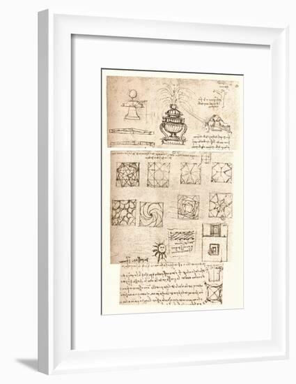 Three architectural drawings, c1472-c1519 (1883)-Leonardo Da Vinci-Framed Giclee Print