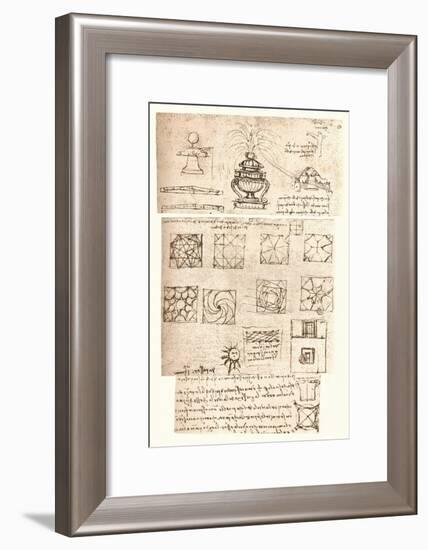 Three architectural drawings, c1472-c1519 (1883)-Leonardo Da Vinci-Framed Giclee Print