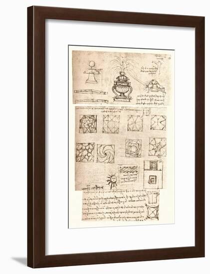 Three architectural drawings, c1472-c1519 (1883)-Leonardo Da Vinci-Framed Giclee Print