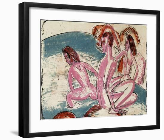 Three Bathers by Stones-Ernst Ludwig Kirchner-Framed Art Print