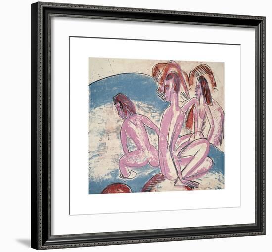 Three Bathers by Stones-Ernst Ludwig Kirchner-Framed Premium Giclee Print