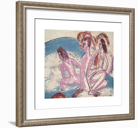 Three Bathers by Stones-Ernst Ludwig Kirchner-Framed Premium Giclee Print