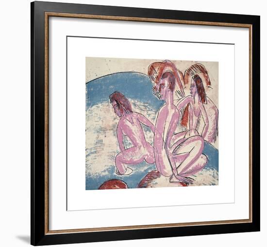 Three Bathers by Stones-Ernst Ludwig Kirchner-Framed Premium Giclee Print