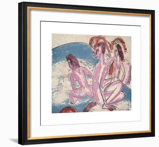 Three Bathers by Stones-Ernst Ludwig Kirchner-Framed Premium Giclee Print