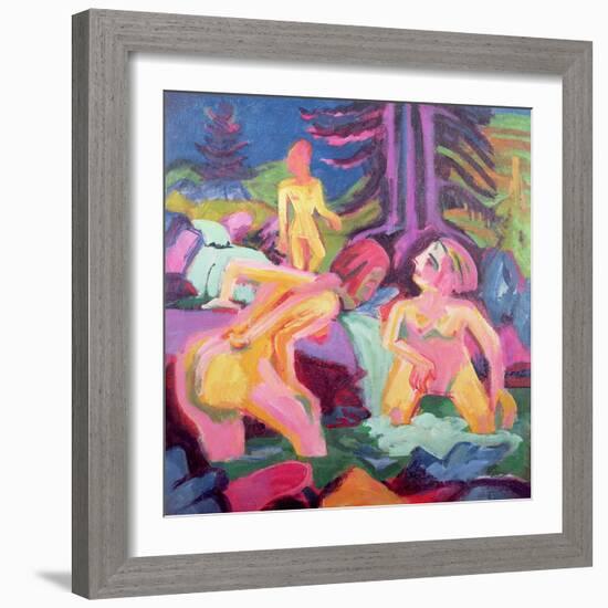 Three Bathers in a Stream-Ernst Ludwig Kirchner-Framed Giclee Print