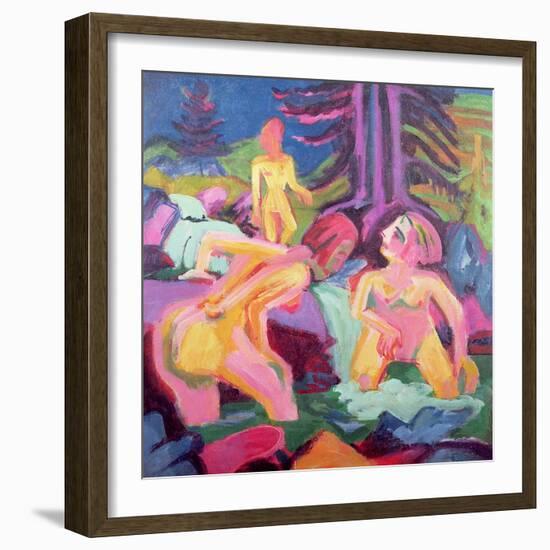 Three Bathers in a Stream-Ernst Ludwig Kirchner-Framed Giclee Print