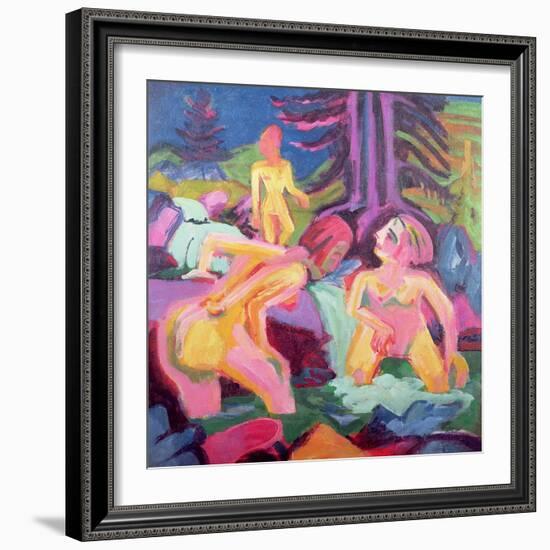 Three Bathers in a Stream-Ernst Ludwig Kirchner-Framed Giclee Print