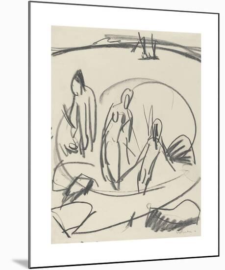 Three Bathers in the Sea-Ernst Ludwig Kirchner-Mounted Premium Giclee Print