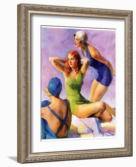 "Three Bathing Beauties,"July 8, 1933-John LaGatta-Framed Giclee Print