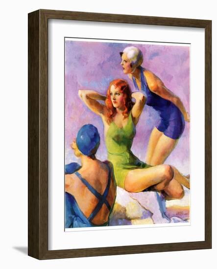 "Three Bathing Beauties,"July 8, 1933-John LaGatta-Framed Giclee Print