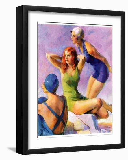 "Three Bathing Beauties,"July 8, 1933-John LaGatta-Framed Giclee Print