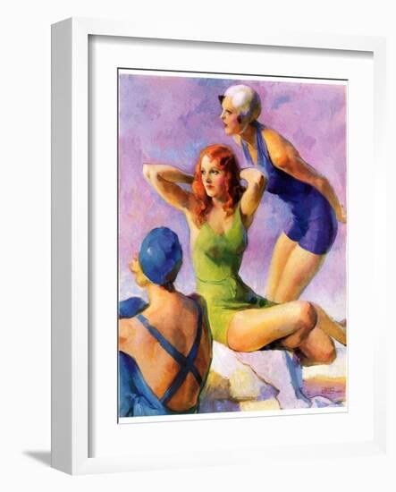 "Three Bathing Beauties,"July 8, 1933-John LaGatta-Framed Giclee Print